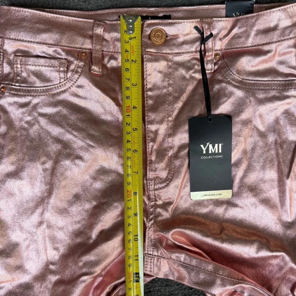 YMI Collections Metallic Pink Skinny Pants Rose Gold Coated‎ Stretch Medium NWT - Picture 7 of 10